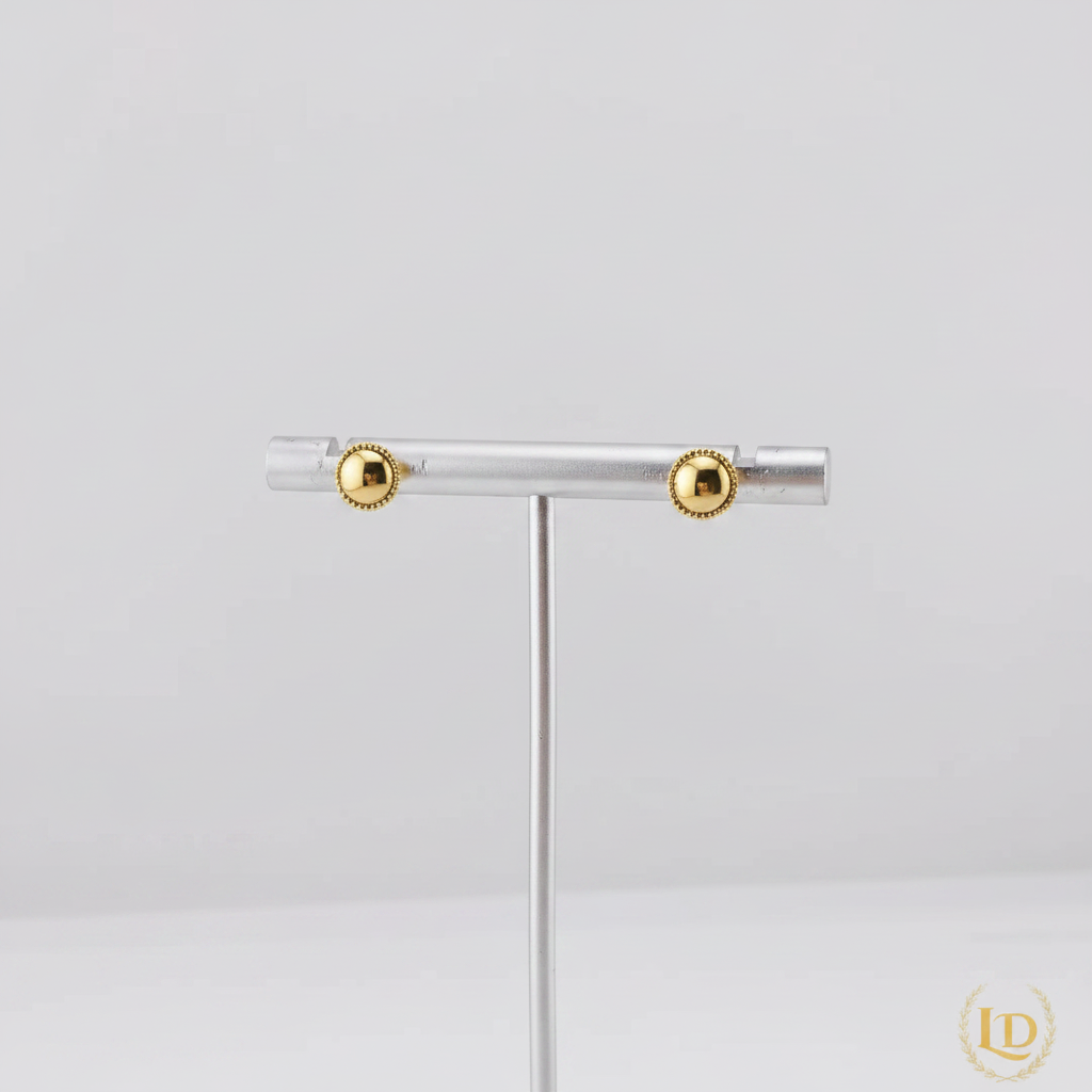 Perle Dome Studs - gold dome beaded border stud earrings