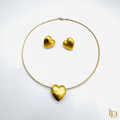 Amore Heart Set - gold heart necklace and earring set