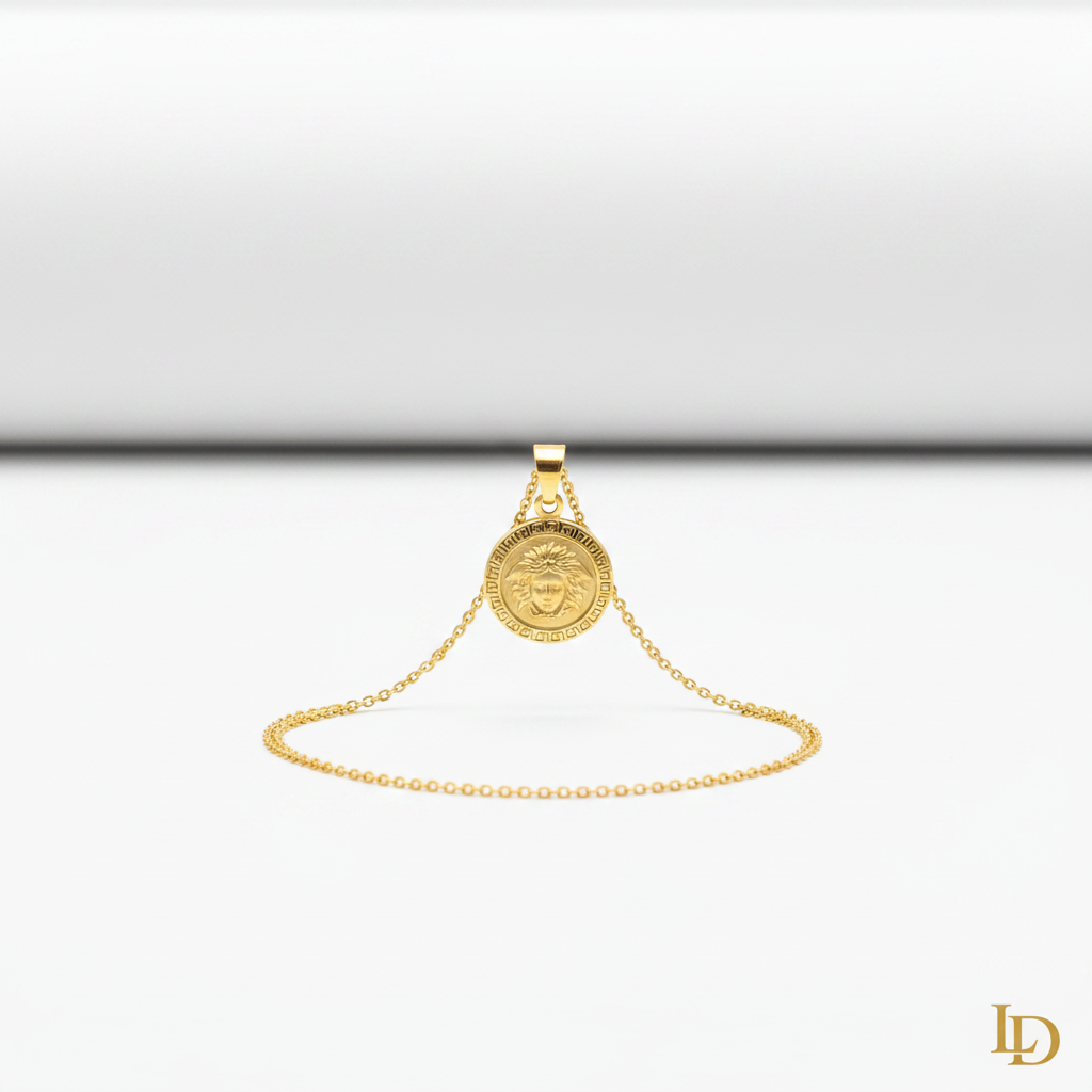 Meduse Coin Pendant - gold Medusa head coin pendant