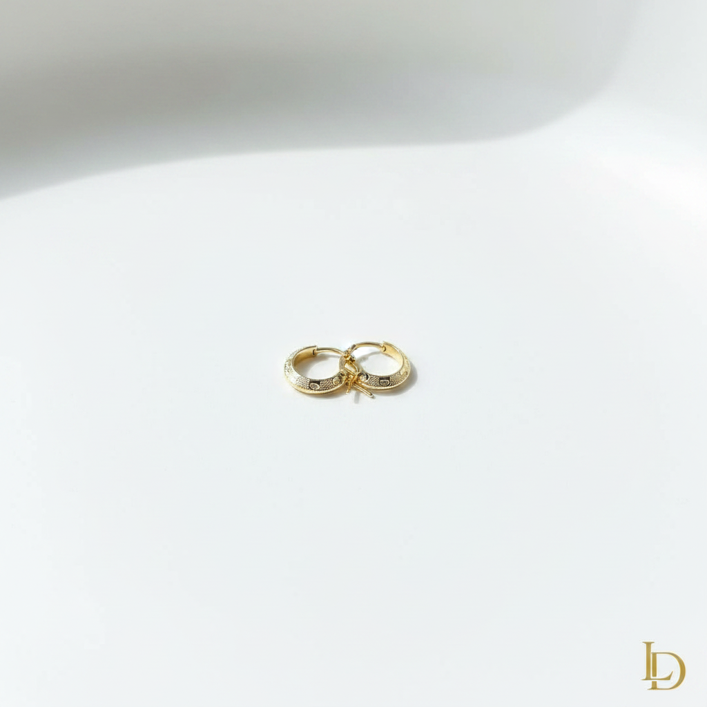 Grave Hoop Earrings - polished gold engraved hoop earrings