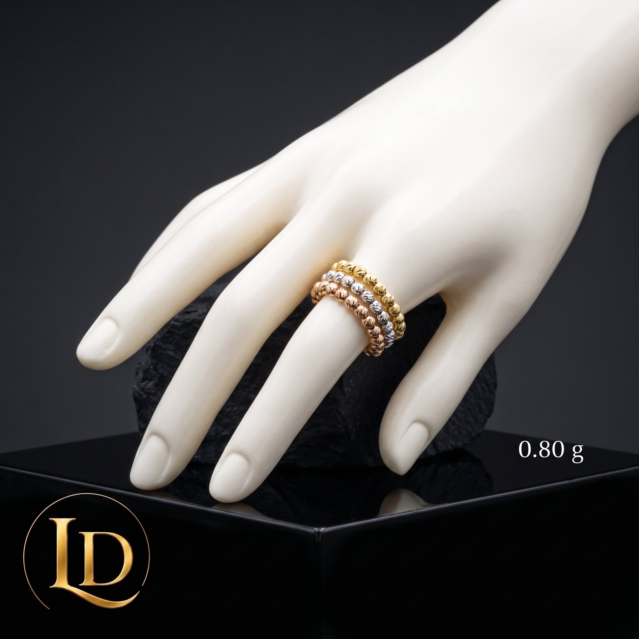 18 Karat Gold Ball Ring (Elastic) - 0.8g Per Piece