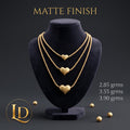 18 Karat Matte Heart Ball Chain Necklace
