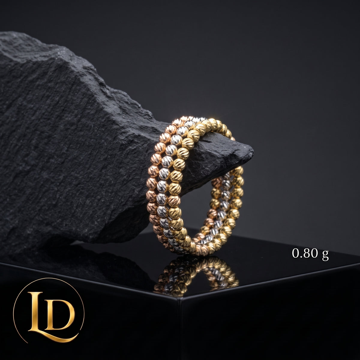 18 Karat Gold Ball Ring (Elastic) - 0.8g Per Piece
