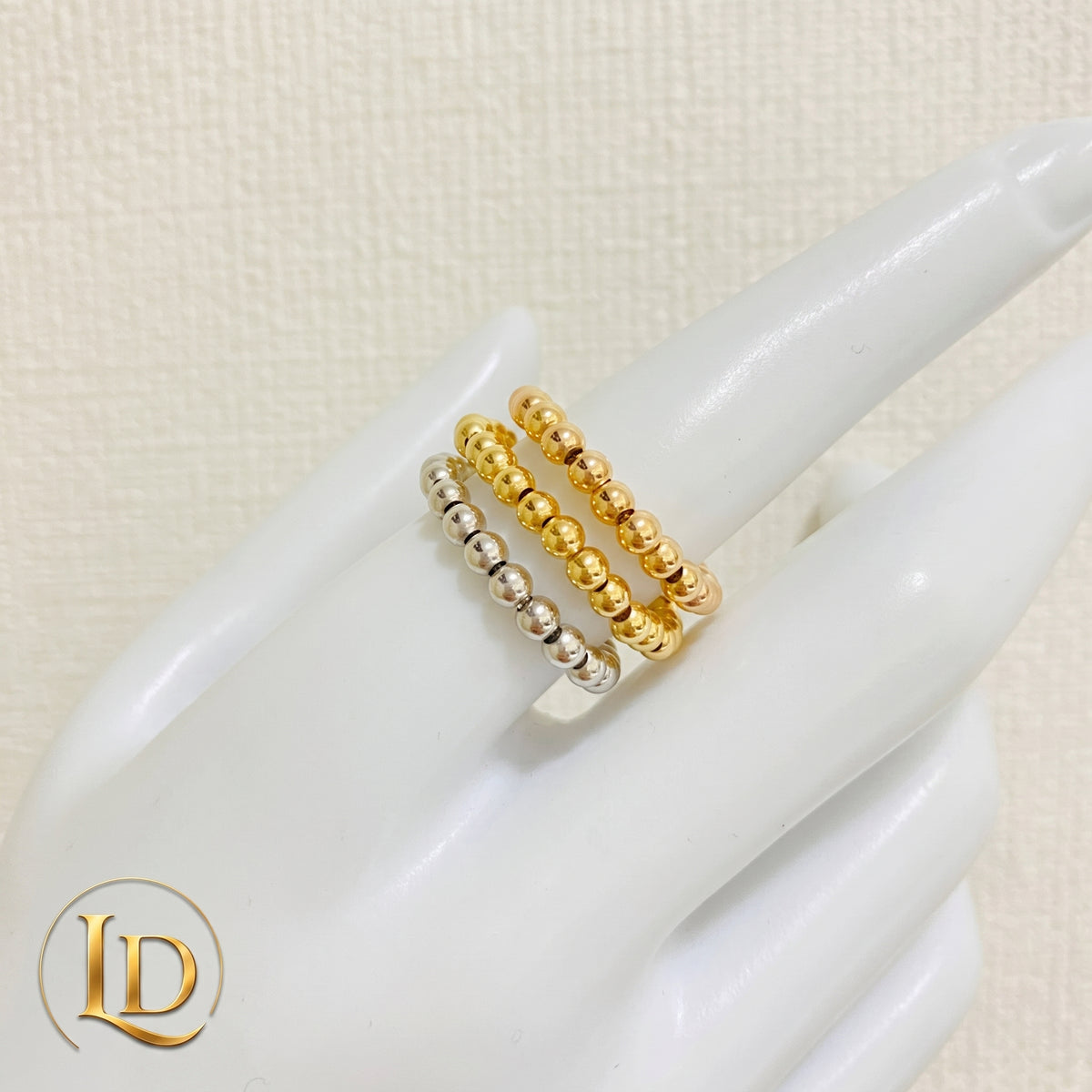 18 Karat Gold Ball Ring (Elastic) - 0.3g Per Piece