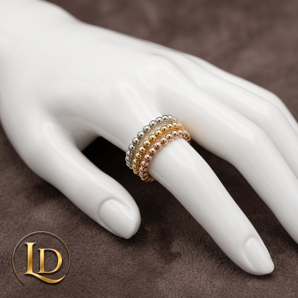 18 Karat Gold Ball Ring (Elastic) - 0.3g Per Piece