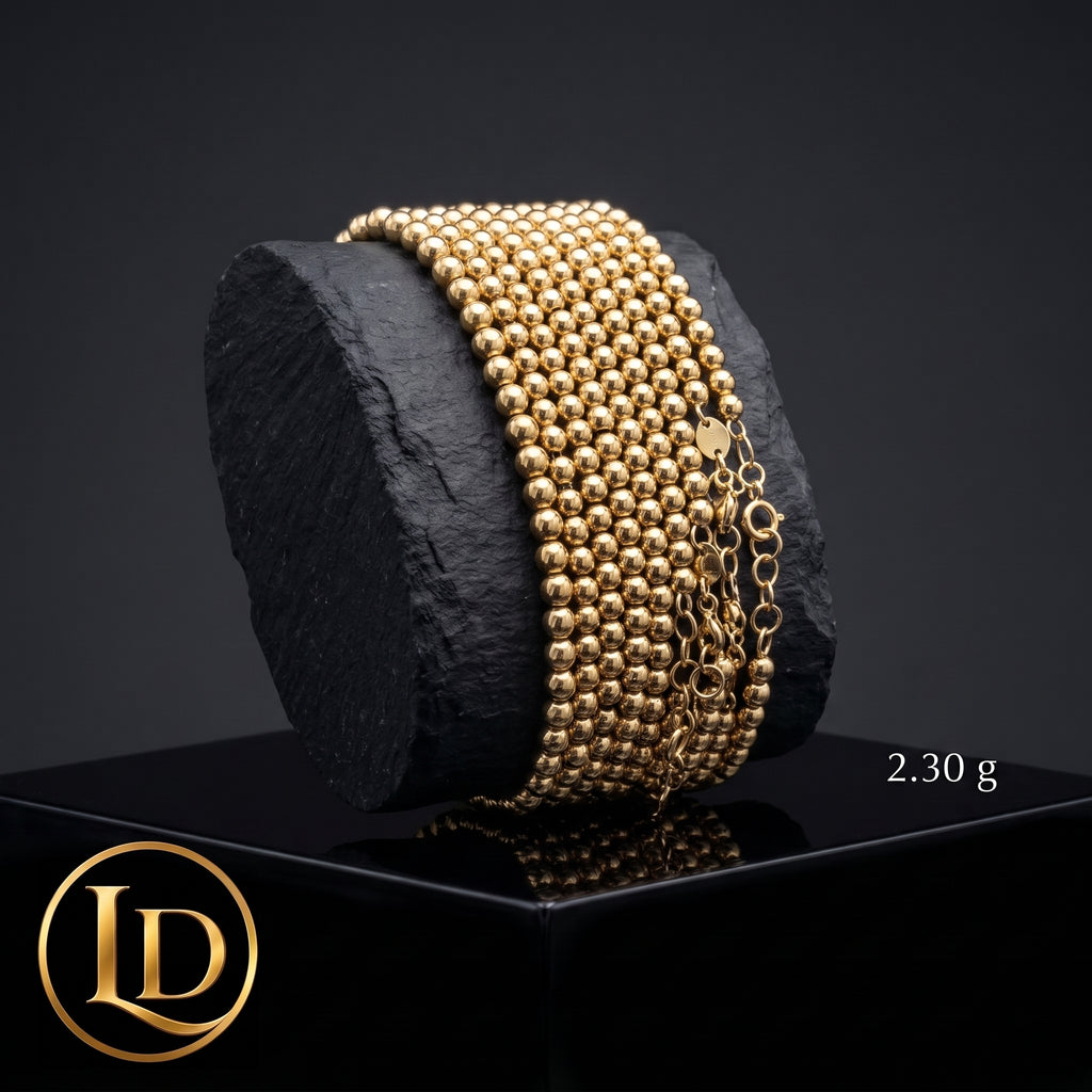 18 Karat Gold Ball Bracelet (Extension)  2.30g per piece 8"