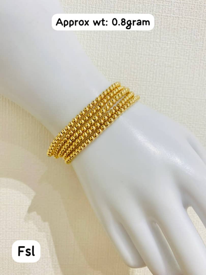 18 Karat Gold Ball Elastic Bracelet (Exclusive) - 0.8g per piece