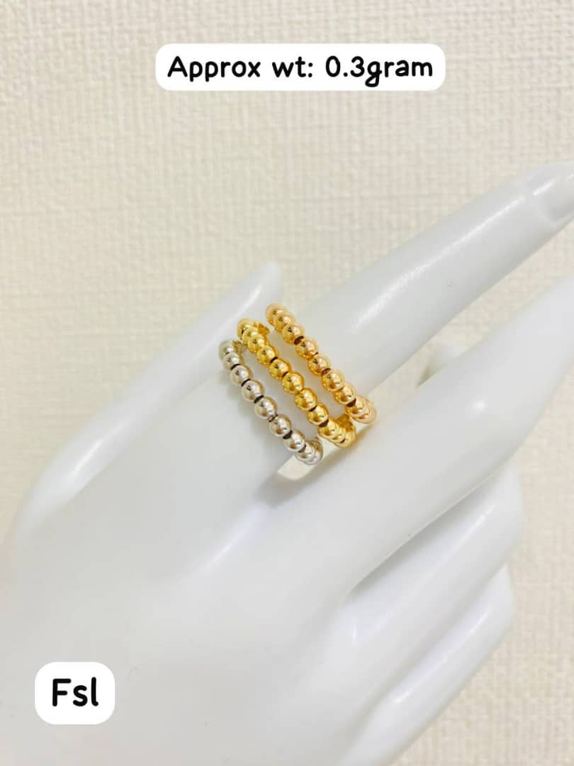 18 Karat Gold Ball Ring (Elastic) - 0.3g Per Piece