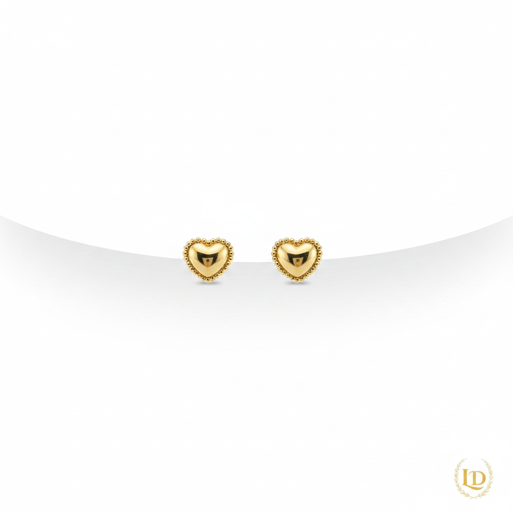 Coeur Bezel Studs - gold heart stud earrings