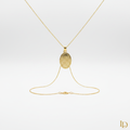 Inscrit Oval Pendant - matte gold engraved script pendant
