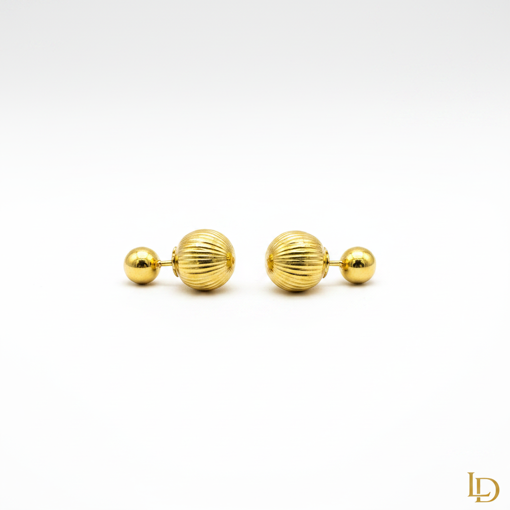 Rive Sphere Cufflinks - 18K gold ribbed sphere cufflinks