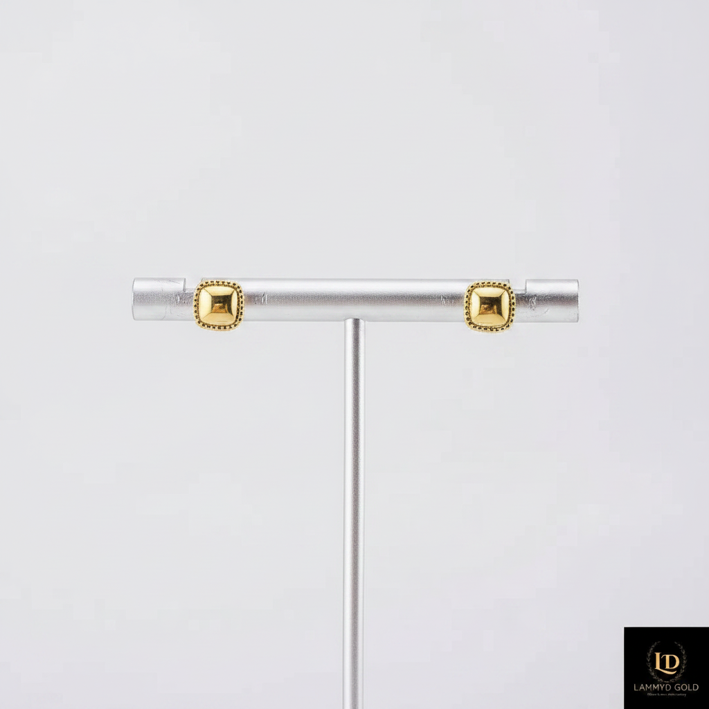 Carre Dome Studs - cushion-square milgrain stud earrings