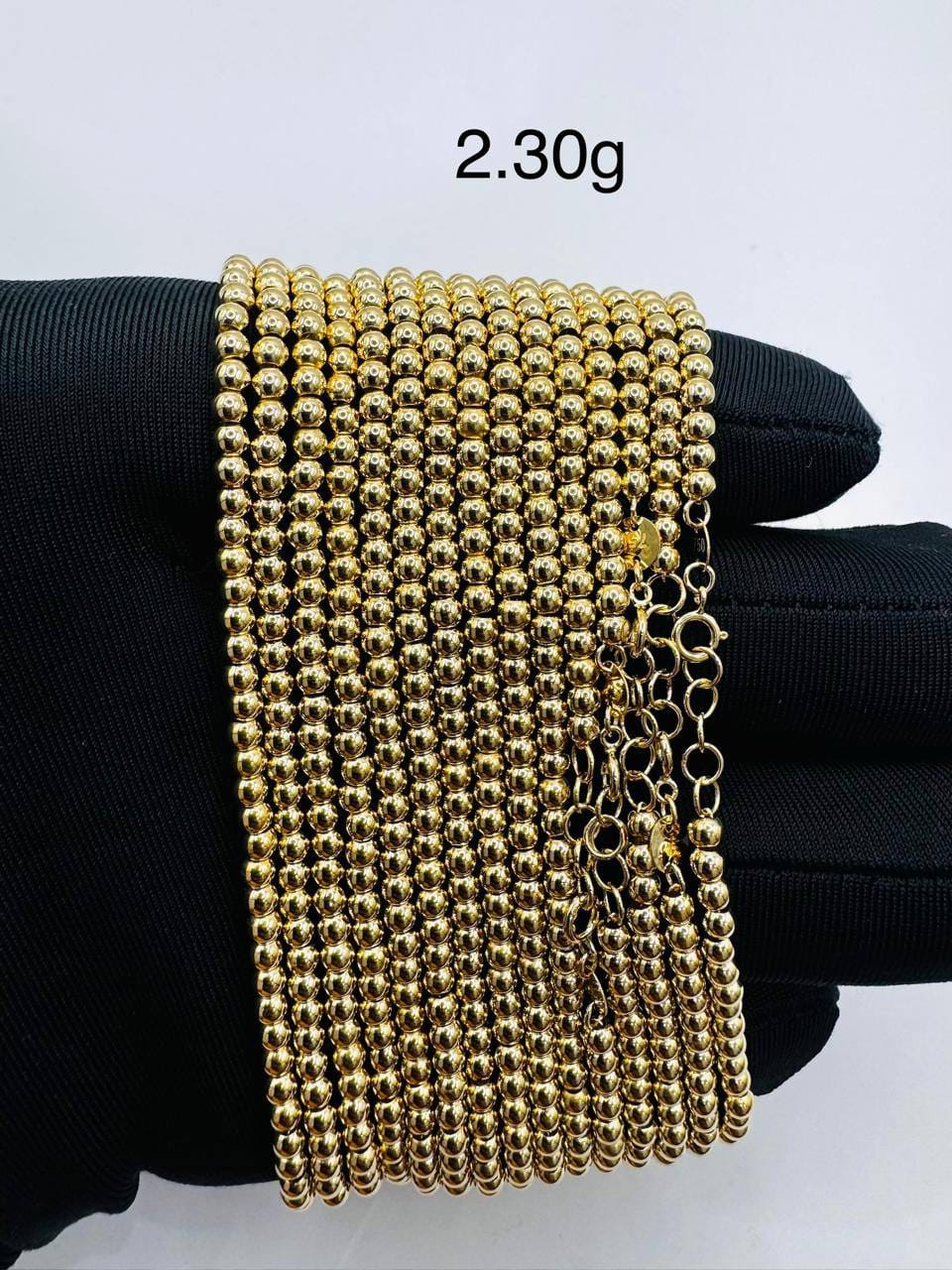 18 Karat Gold Ball Bracelet (Extension)  2.30g per piece 8"