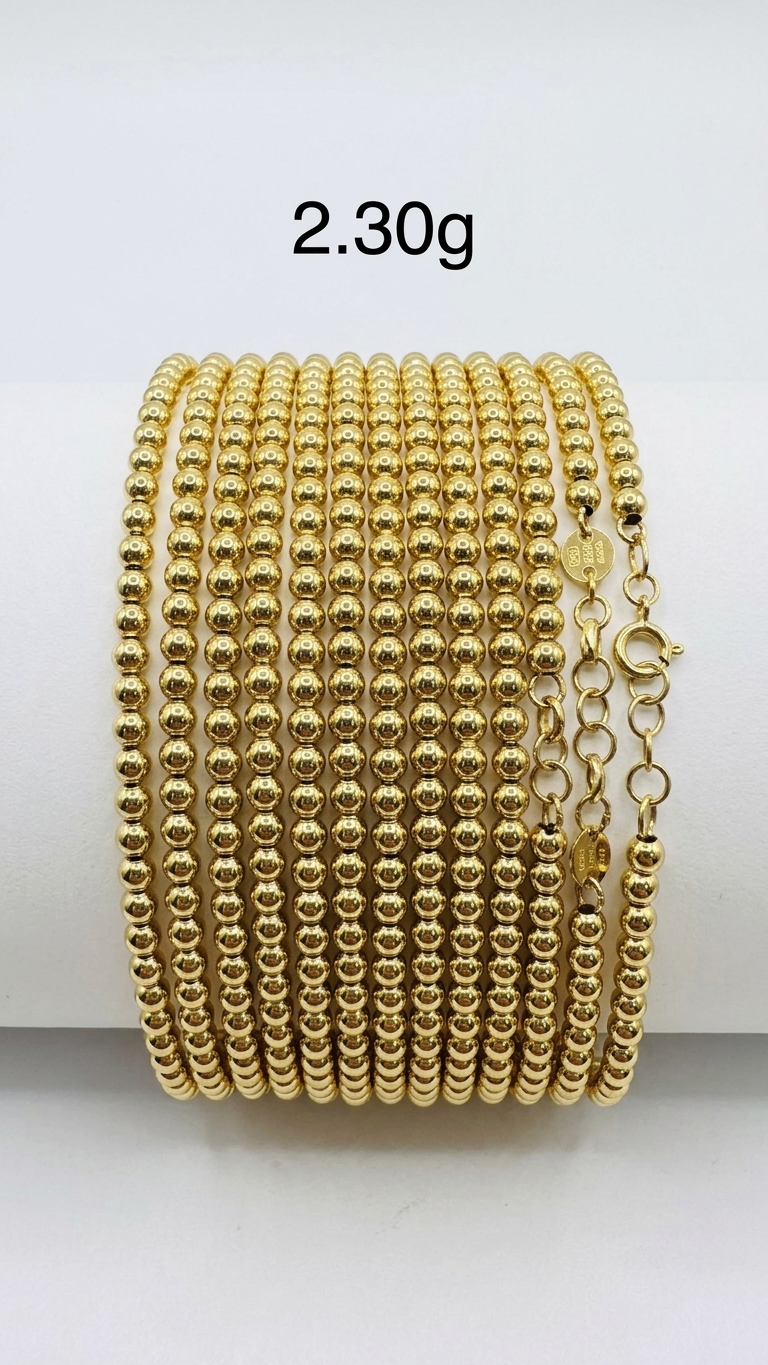 18 Karat Gold Ball Bracelet (Extension)  2.30g per piece 8"